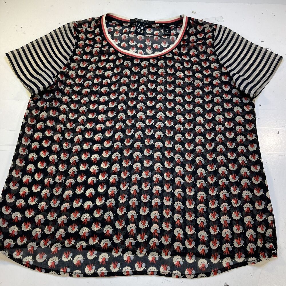 SCOTCH & SODA MAISON SCOTCH DESIGNER SHEER FLORAL BLOUSE TOP SHIRT Womens 1 - S